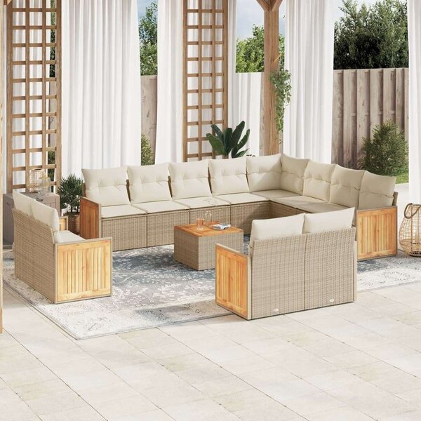 VidaXL Polyrattan Kerti Ülőgarnitúra - 13 részes - Bézs