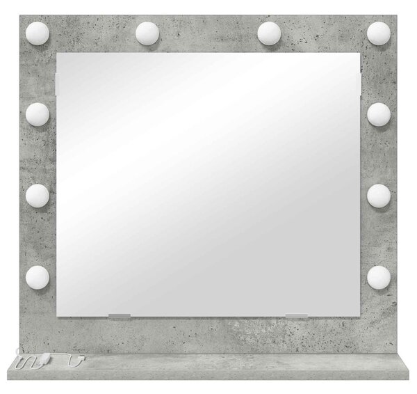 Toalett Tükör Beton Szürke 60 x 55 x 18 cm Üveg és mérnöki fa