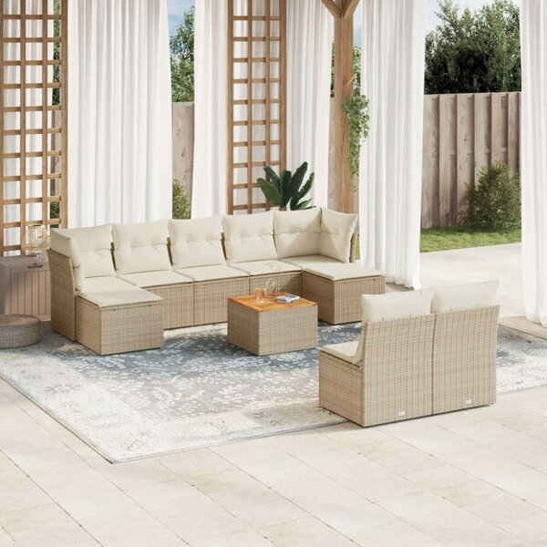 VidaXL Polyrattan Kerti Ülőgarnitúra - 10 részes - Bézs