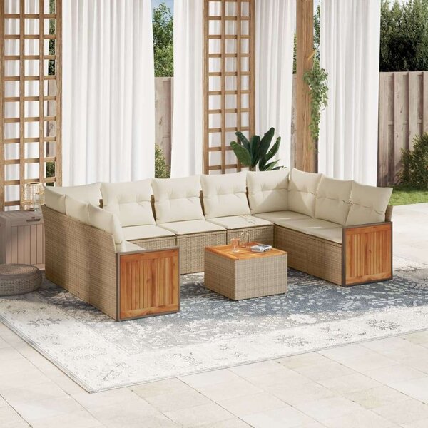 VidaXL Polyrattan Kerti Ülőgarnitúra - 10 részes - Bézs