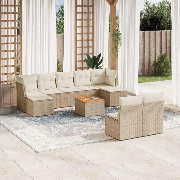 VidaXL Polyrattan Kerti Ülőgarnitúra - 10 részes - Bézs