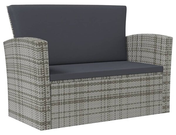 8 részes szürke polyrattan kerti bútorszett párnákkal