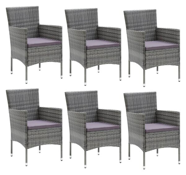 7 részes szürke polyrattan kerti étkezőgarnitúra párnákkal