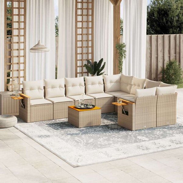 VidaXL Polyrattan Kerti Ülőgarnitúra - 10 részes - Bézs