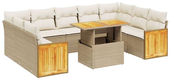 VidaXL Polyrattan Kerti Ülőgarnitúra - 10 részes - Bézs
