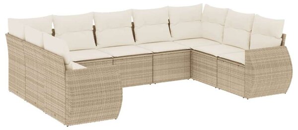 VidaXL U alakú Kerti Ülőgarnitúra - 9 részes - Bézs Polyrattan