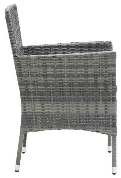 7 részes szürke polyrattan kerti étkezőgarnitúra párnákkal