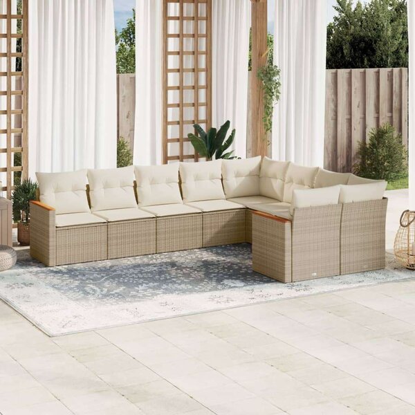 VidaXL Polyrattan Kerti Ülőgarnitúra - 9 részes - Bézs