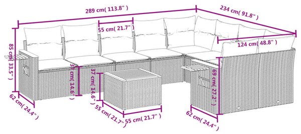 VidaXL Polyrattan Kerti Ülőgarnitúra - 10 részes - Bézs