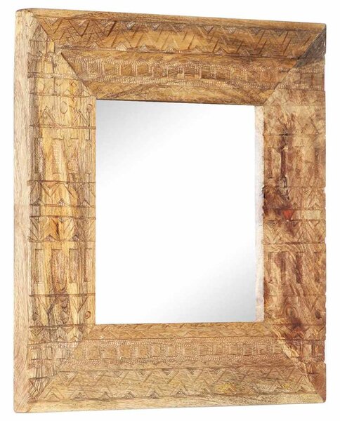 Kézzel faragott tömör mangófa tükör 50 x 50 x 2,5 cm