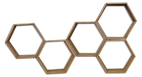 Hanah Home Wall Shelf Walnut Hex002