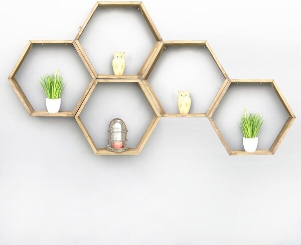 Hanah Home Wall Shelf Walnut Hex002