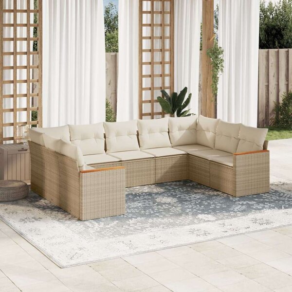 VidaXL Polyrattan Kerti Ülőgarnitúra - 9 részes - Bézs