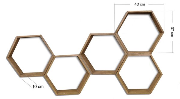 Hanah Home Wall Shelf Walnut Hex002
