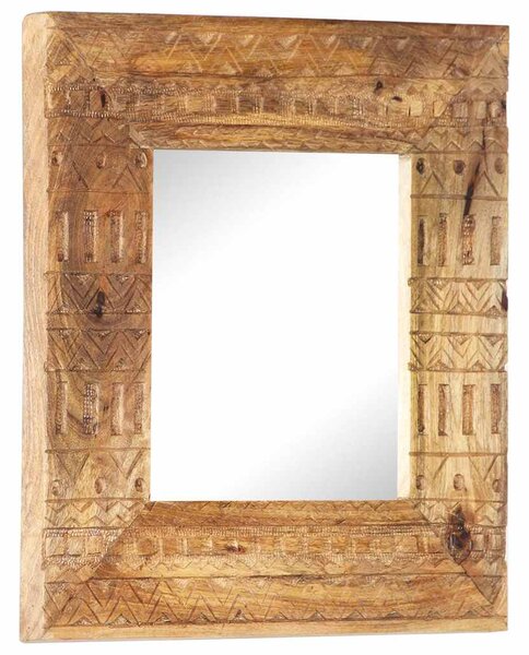 Kézzel faragott tömör mangófa tükör 50 x 50 x 2,5 cm