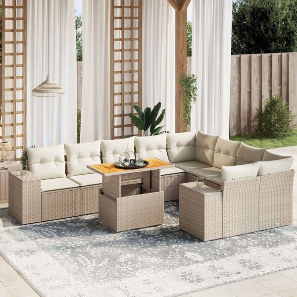 Polyrattan Kerti Ülőgarnitúra - 10 részes - Bézs