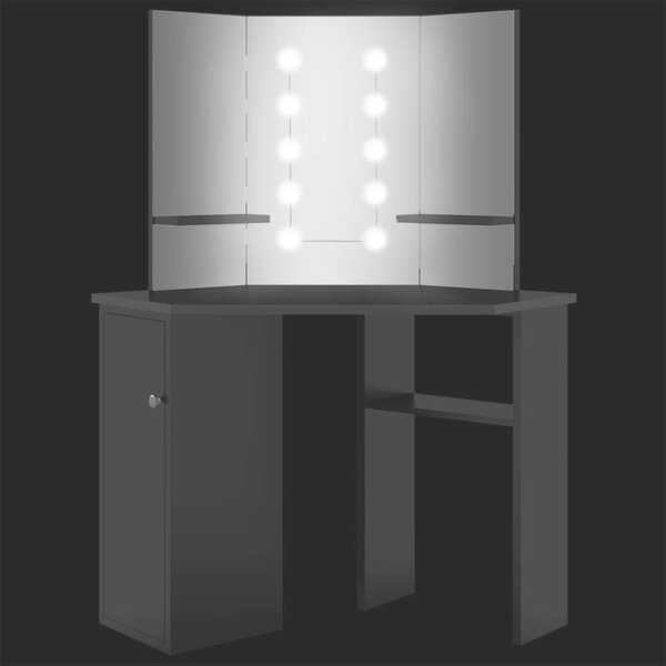 VidaXL Sarok Sminkasztal - LED Világítás - 111x54x141,5 cm