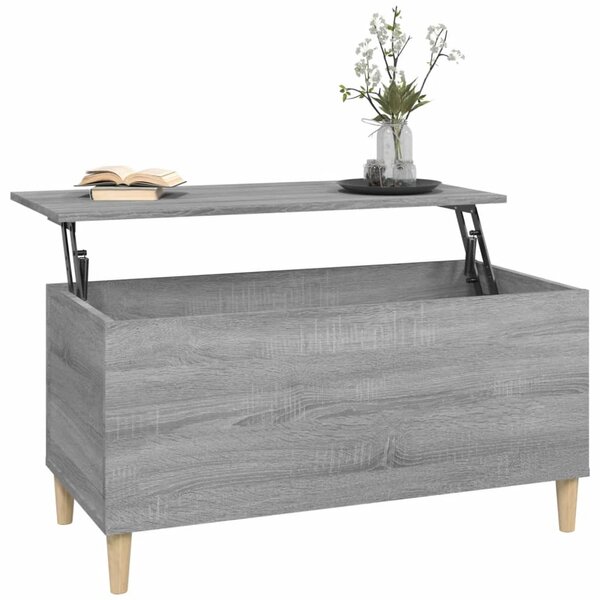Szürke sonoma színű szerelt fa dohányzóasztal 90x44,5x45 cm
