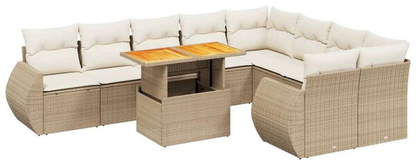 VidaXL Polyrattan Kerti Ülőgarnitúra - 10 részes - Bézs