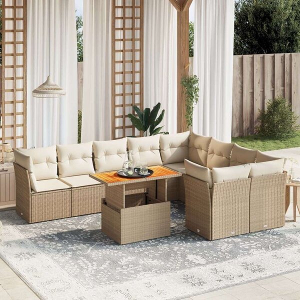 VidaXL Polyrattan Kerti Ülőgarnitúra - Bézs - 10 részes