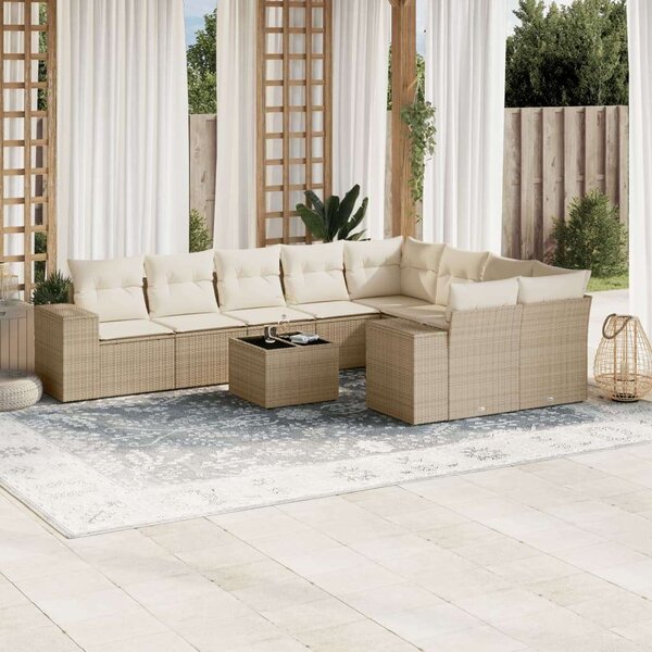 VidaXL Polyrattan Kerti Ülőgarnitúra - Bézs - 10 részes