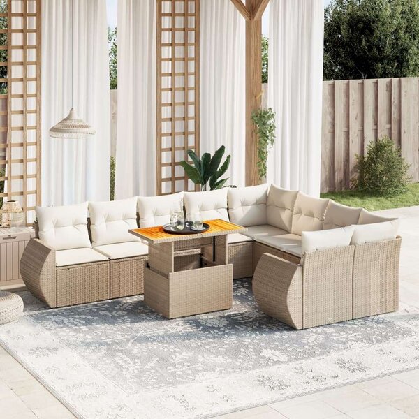 VidaXL Polyrattan Kerti Ülőgarnitúra - 10 részes - Bézs