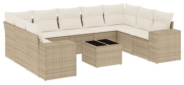 VidaXL Polyrattan Kerti Ülőgarnitúra - 10 részes - Bézs