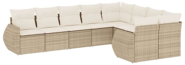 VidaXL Polyrattan Kerti Ülőgarnitúra - 9 részes - Bézs