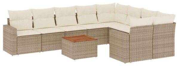 VidaXL 10 részes bézs polyrattan kerti ülőgarnitúra párnával