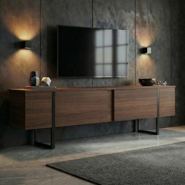 Hanah Home TV Stand Milano Walnut Black Onera - Milano Walnut, Black