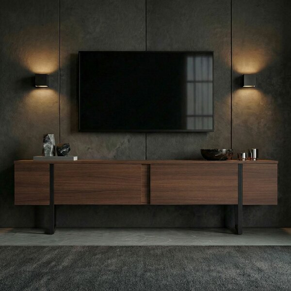 Hanah Home TV Stand Milano Walnut Black Onera - Milano Walnut, Black