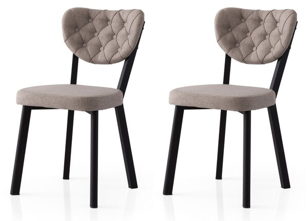 Hanah Home Enzo - 808 V2 szék szett (2 darab), fekete-szürke