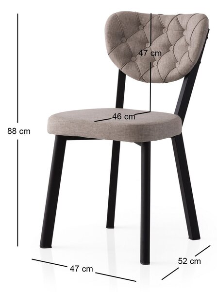 Hanah Home Enzo - 808 V2 szék szett (2 darab), fekete-szürke