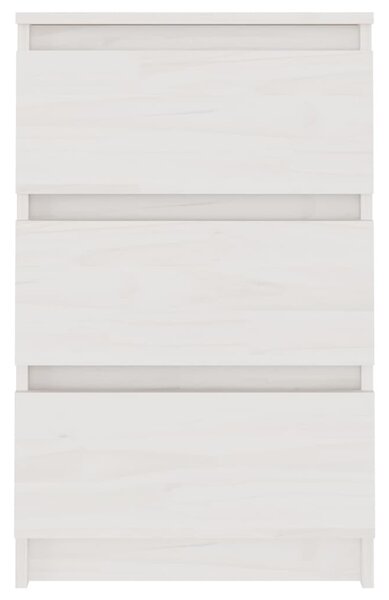 Fehér tömör fenyőfa éjjeliszekrény 40 x 29,5 x 64 cm