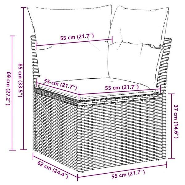 VidaXL 5 részes barna polyrattan akácfa kerti ülőgarnitúra párnával
