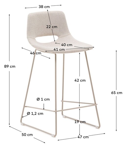 Bézs bárszék (ülésmagasság 65 cm) Zahara – Kave Home