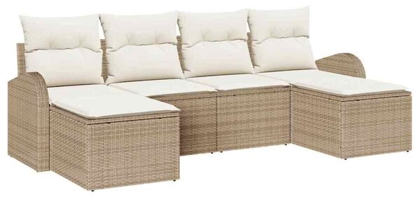 VidaXL Kerti Kanapé Szett párnával 6 pcs Bézs Poly Rattan