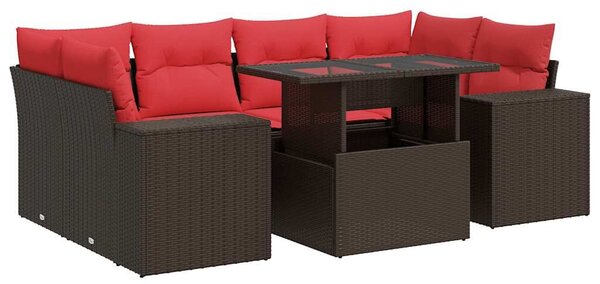 VidaXL 7 részes barna polyrattan kerti ülőgarnitúra párnákkal