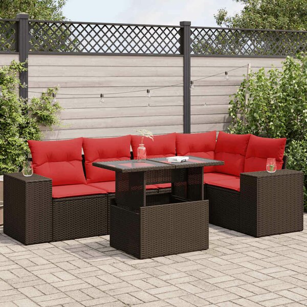 VidaXL 6 részes barna polyrattan akácfa kerti ülőgarnitúra párnával