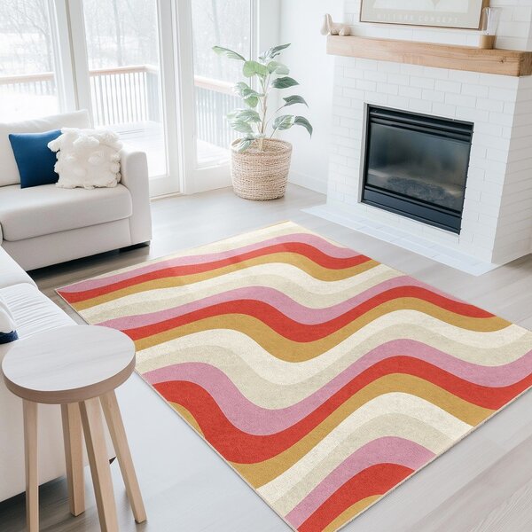 Sárga-rózsaszín mosható szőnyeg 60x100 cm Creamy Raspberry Swirl – Mila Home