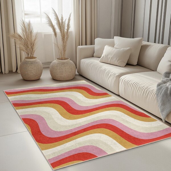 Sárga-rózsaszín mosható szőnyeg 60x100 cm Creamy Raspberry Swirl – Mila Home