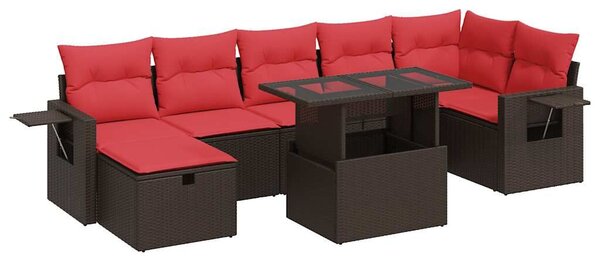 VidaXL 8 részes barna polyrattan akácfa kerti ülőgarnitúra párnákkal