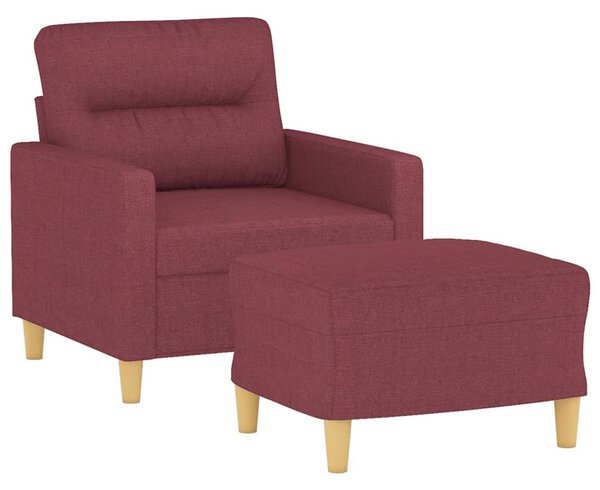 Bordó szövet kanapéfotel lábtartóval 60 cm