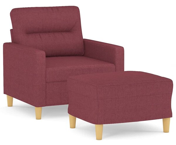 Bordó szövet kanapéfotel lábtartóval 60 cm