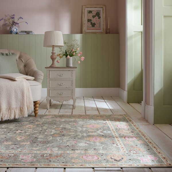 Világoszöld mosható szőnyeg 115x170 cm Una Floral – Flair Rugs