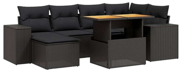VidaXL Polyrattan Kerti Ülőgarnitúra - 7 részes - Fekete