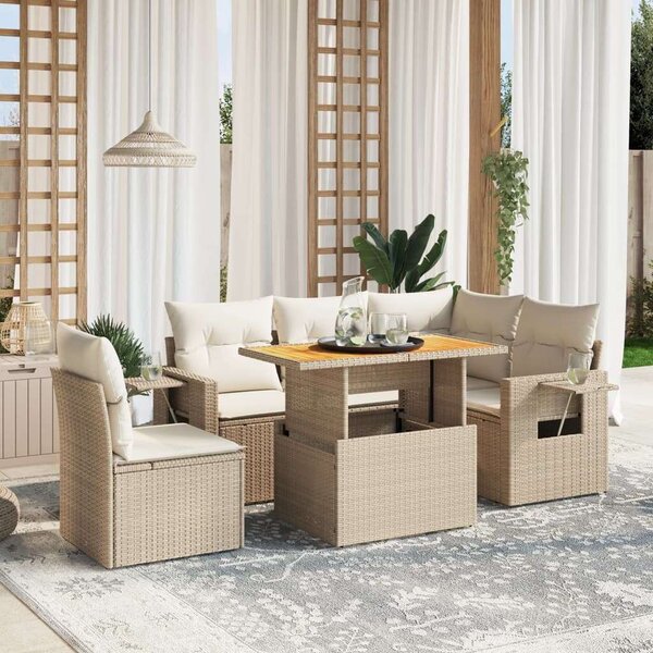 VidaXL Polyrattan Kerti Ülőgarnitúra - 6 részes - Bézs
