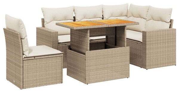 VidaXL Polyrattan Kerti Ülőgarnitúra - 6 részes - Bézs