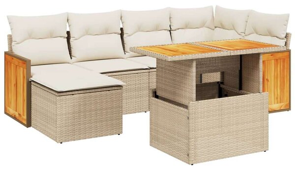 Polyrattan Kerti Ülőgarnitúra - 7 részes - Bézs