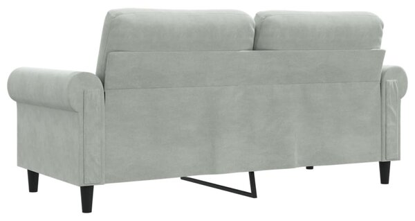 Kétszemélyes világosszürke bársony kanapé 140 cm